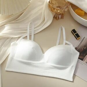 NWOT Women French Cotton Bra Belt Fixed Chest Pad Bottoming Sling Bra
